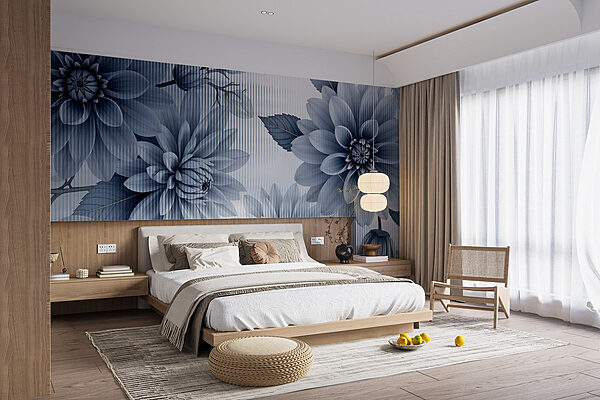 Padrão floral elegante em tons frios Papel de parede Padrão floral elegante em tons frios