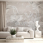 Papel de parede Padrão floral branco e cinzento