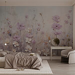 Papel de parede Pintura de flores numa parede