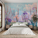 Papel de parede Pintura de flores e plantas