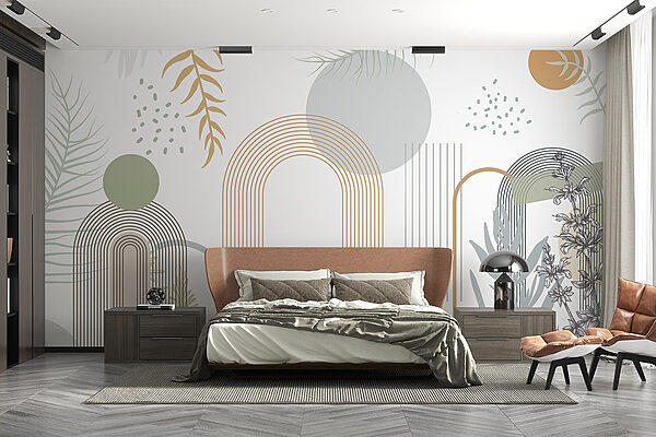 Conceção gráfica de plantas e folhas Papel de parede Conceção gráfica de plantas e folhas