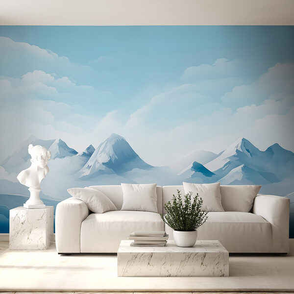 Papel de parede Cordilheira de neve com nuvens