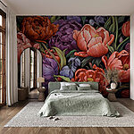 Papel de parede Flores vibrantes em cores ricas.