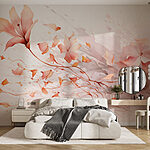 Papel de parede Pintura de flores e folhas