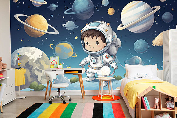 Desenho animado de um rapaz com um fato espacial Papel de parede Desenho animado de um rapaz com um fato espacial