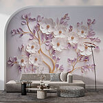 Papel de parede Árvore com flores e folhas