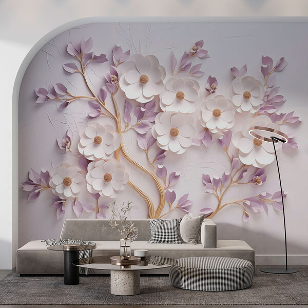 Árvore com flores e folhas Papel de parede Árvore com flores e folhas