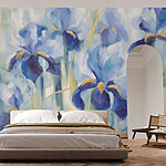 Papel de parede Pintura de flores azuis