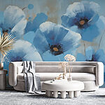 Papel de parede Pintura de flores azuis