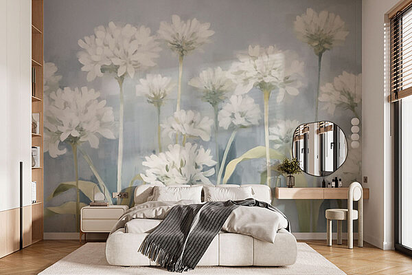 Pintura de flores brancas Papel de parede Pintura de flores brancas