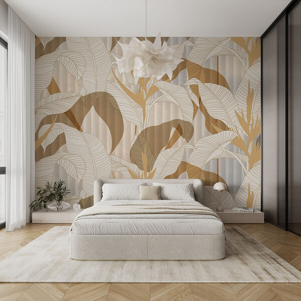 Papel de parede com folhas e flores Papel de parede Papel de parede com folhas e flores