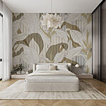 Papel de parede Papel de parede com folhas e flores
