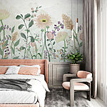 Papel de parede Pintura de flores e folhas
