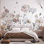 Papel de parede Pintura de flores e folhas