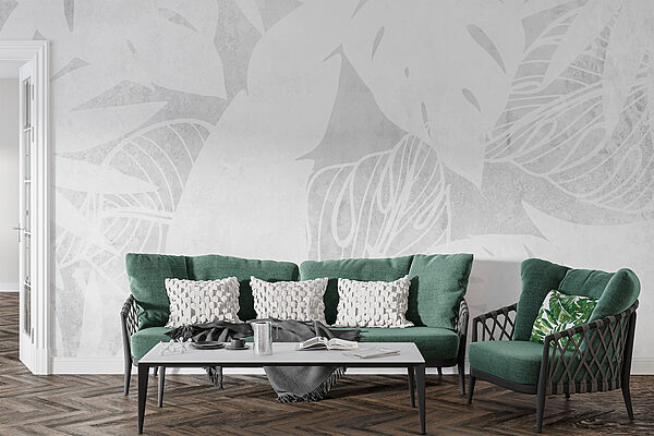 Fundo branco com folhas Papel de parede Fundo branco com folhas