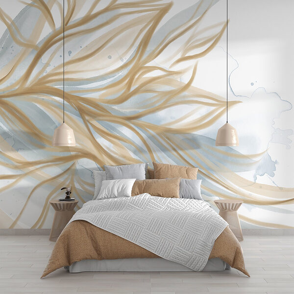 Linhas fluidas e cores suaves misturam-se Papel de parede Linhas fluidas e cores suaves misturam-se