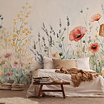 Papel de parede Pintura de flores num campo