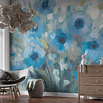 Papel de parede Pintura de flores azuis