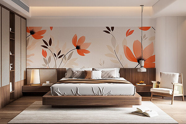Papel de parede com flores e folhas Papel de parede Papel de parede com flores e folhas