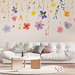 Papel de parede Pintura a aguarela de flores e folhas