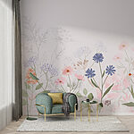 Papel de parede Flores delicadas em tons pastel suaves