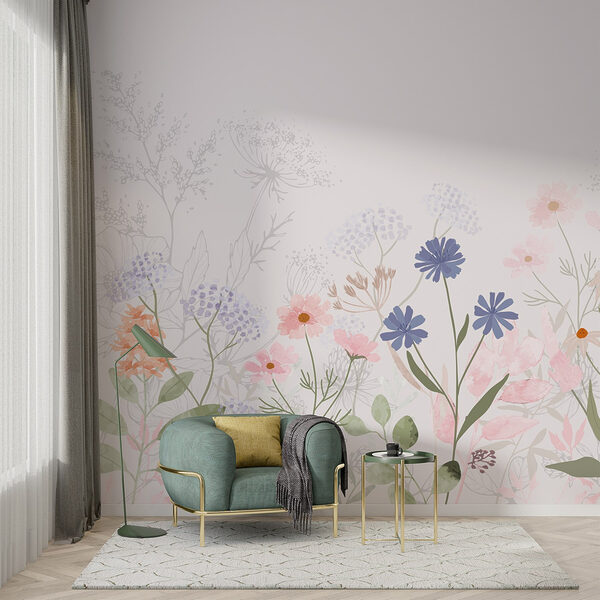 Flores delicadas em tons pastel suaves Papel de parede Flores delicadas em tons pastel suaves