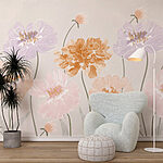 Papel de parede Grupo de flores com folhas