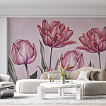 Papel de parede Grupo de flores cor-de-rosa