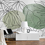Papel de parede Desenho de folhas e plantas