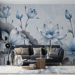 Papel de parede Flores suaves em tons tranquilos.