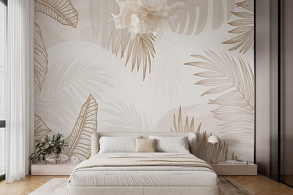 Fundo branco com folhas castanhas Papel de parede Fundo branco com folhas castanhas