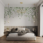 Papel de parede Flores delicadas com verdes suaves