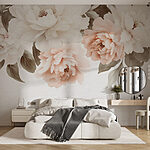 Papel de parede Grupo de flores com folhas