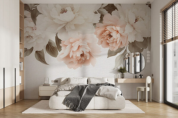 Grupo de flores com folhas Papel de parede Grupo de flores com folhas