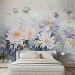 Papel de parede Pintura de flores sobre um fundo branco