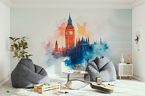 Papel de parede Wall murals Clock tower in the clouds (REF: w03287) Papel de parede Papel de parede Wall murals Clock tower in the clouds (REF: w03287)