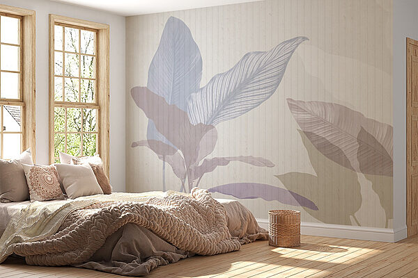 Folhas delicadas em tons pastel suaves Papel de parede Folhas delicadas em tons pastel suaves