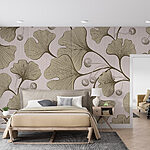 Papel de parede Folhas elegantes em tons suaves.