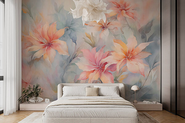 Pintura de flores sobre uma superfície Papel de parede Pintura de flores sobre uma superfície