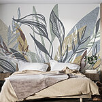 Papel de parede Folhas delicadas em tons suaves