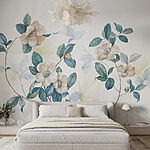 Papel de parede Pintura de flores e folhas