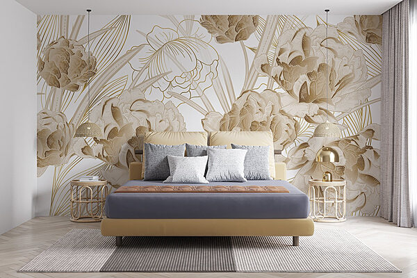 Design floral elegante em tons suaves Papel de parede Design floral elegante em tons suaves