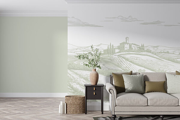 Papel de parede Paisagem com uma casa e campos