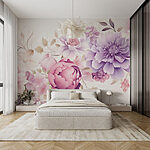Papel de parede Elegância floral em tons pastel suaves