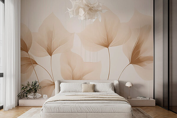 Folhas delicadas em tons suaves Papel de parede Folhas delicadas em tons suaves