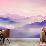 Papel de parede Paisagem de montanhas com nuvens
