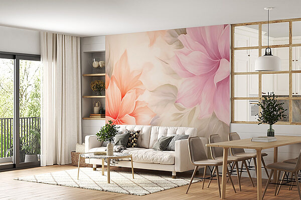 Flores delicadas em tons pastel suaves Papel de parede Flores delicadas em tons pastel suaves
