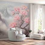 Papel de parede Árvore com flores cor-de-rosa