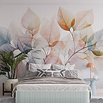 Papel de parede Folhas delicadas em tons suaves