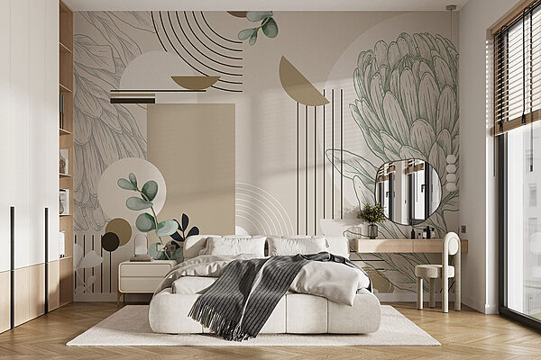 Papel de parede com uma planta e folhas Papel de parede Papel de parede com uma planta e folhas